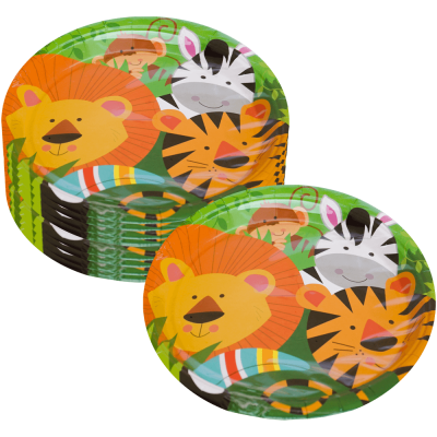 Set 10 farfurii de unica folosinta, din carton, 17.5 CM, pentru petrecere aniversara, model animalute in savana